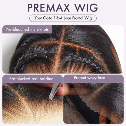 Luvme Hair PreMax natural-looking brown highlight silky blunt cut bob 13x4 frontal lace wig on a mannequin head