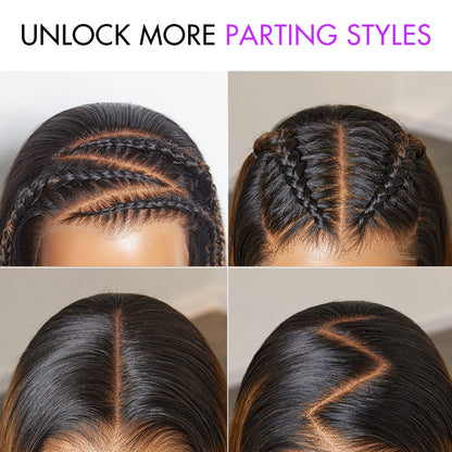 Luvme Hair PreMax Wigs natural-looking brown highlight silky blunt cut bob 13x4 lace frontal wig, glueless style.