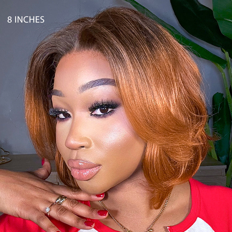 Luvme Hair 1 SEC INSTALL minimalist lace wig featuring a short pixie cut in ombre ginger with pre-cut lace for quick, easy wear.