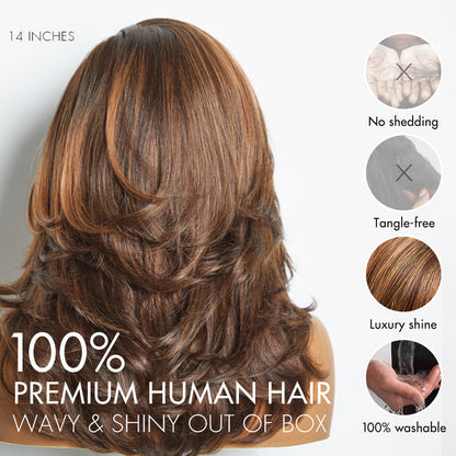 Luvme Hair butterfly haircut pre-layered brown highlight minimalist lace wig with shoulder-length style and HD lace for a natural look.