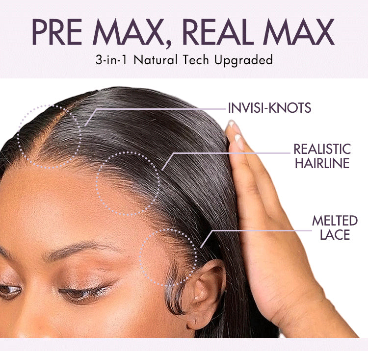 Luvme Hair PreMax Wigs Flexi-Fit Invisi Drawstring Cap with 360 HD lace, water wave, body wave, straight long wig, pre-cut lace