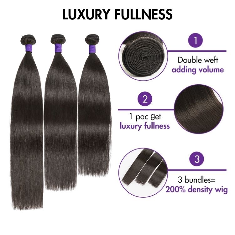 Luvme Hair upgraded Brazilian straight or body wave 100% virgin human hair bundles, single or three-piece set, natural texture