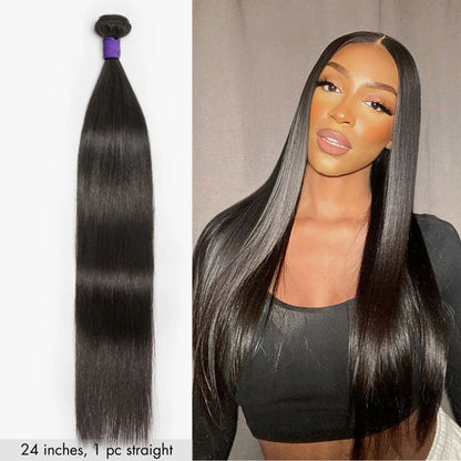 Luvme Hair upgraded Brazilian virgin human hair bundles in straight or body wave styles, 1 or 3 pieces, natural and smooth.