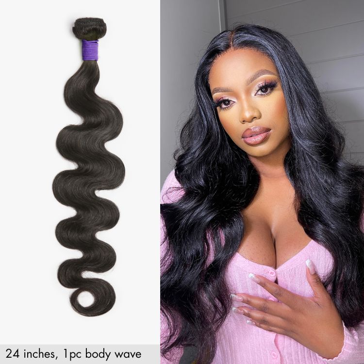 Luvme Hair upgraded Brazilian straight or body wave 100% virgin human hair bundles in 1 or 3 pieces, natural and smooth.