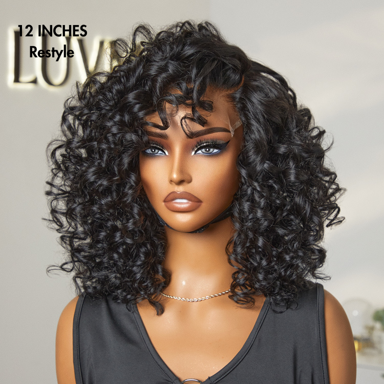 Luvme Hair minimalist HD lace wig with bouncy curls, left C part, pre-cut lace, glueless design, natural-looking hair.