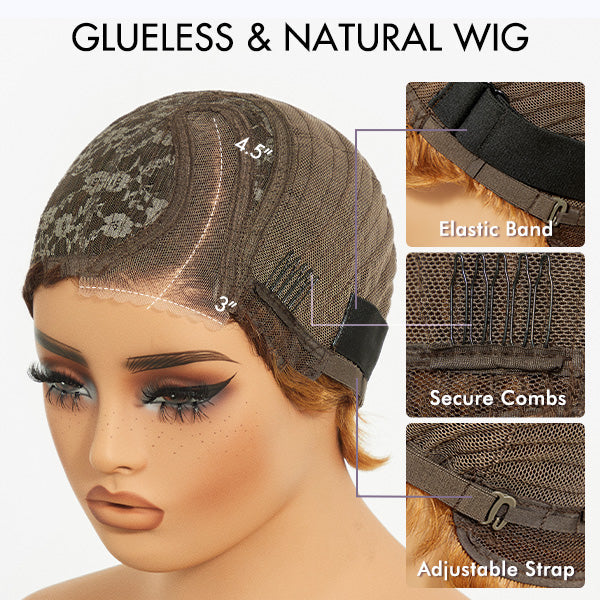 Lightweight Ombre Blonde Mature Boss Pixie Cut Wig Glueless Pre-Cut Minimalist Lace Human Hair Wig | US Only-09