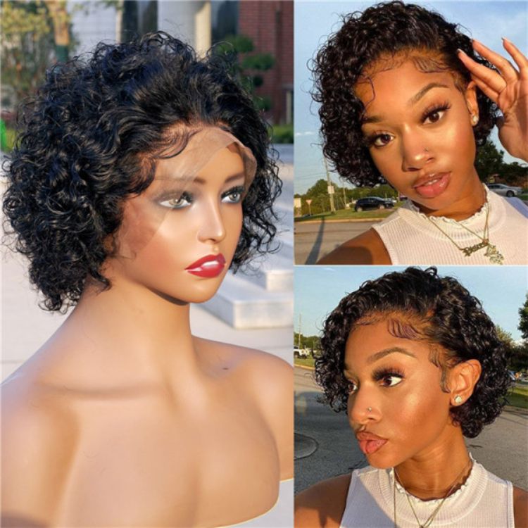 Luvme 13x4 frontal lace wig with deep wave style, 180% density, glueless application, natural hairline and full lace construction.