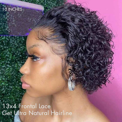 Luvme 13x4 deep wave glueless frontal lace wig with 180% density, natural hairline, and full volume styling.