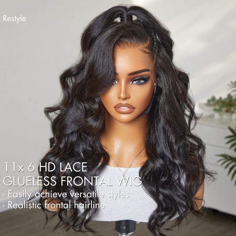 Luvme Hair AiryFit™ deep parting loose body wave human hair wig with 11x6 HD lace frontal, glueless, lightweight, and natural-looking