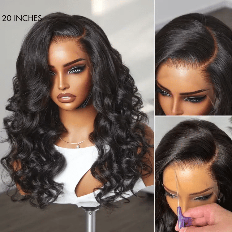 Luvme Hair AiryFit™ loose body wave human hair wig with deep parting, 11x6 HD lace frontal, glueless cap, natural scalp look
