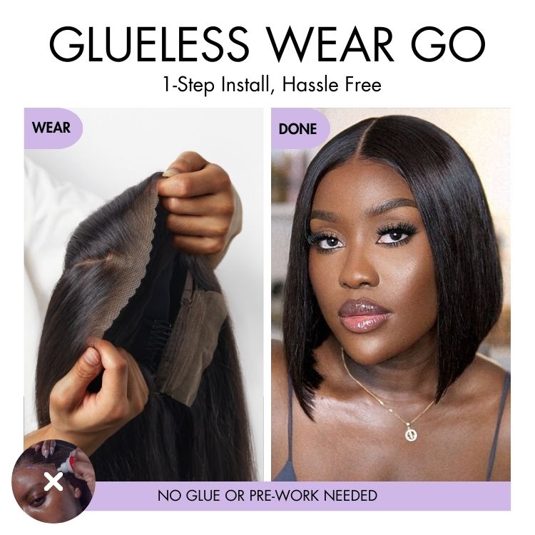 Luvme All-Day Comfort™ 7x6 closure lace wig with silky blunt cut bob, HD lace, glueless design, pre-cut lace for easy wear