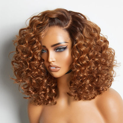 Luvme Minimalist Lace Wig with bouncy curls, left C part, HD lace, pre-cut, glueless, natural hair appearance.