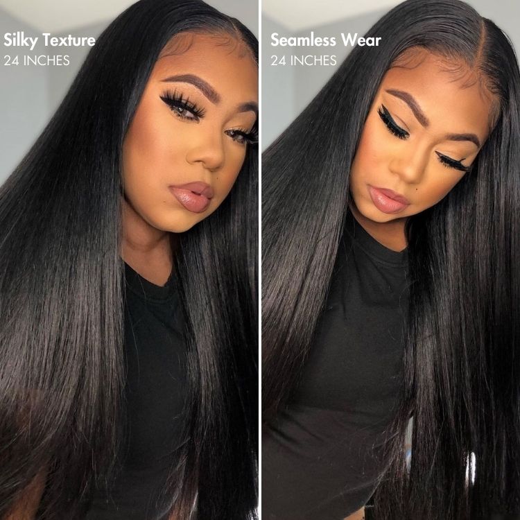 Luvme Silky Straight U Part human hair wig showing smooth, straight hair with natural shine and U part design.