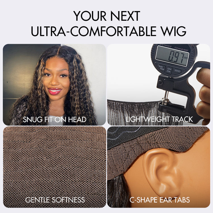 Blonde highlight Water Wave lace wig by Luvme Hair, long curly AiryFit™ Scalp Care wig with pre-cut lace and snugfit design