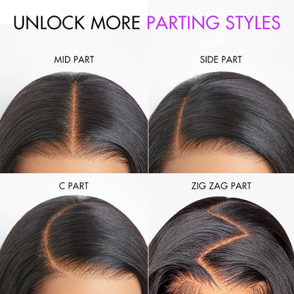 Luvme 5x5 closure wig with natural black loose wave human hair, glueless short lace wig, available in large and small cap sizes