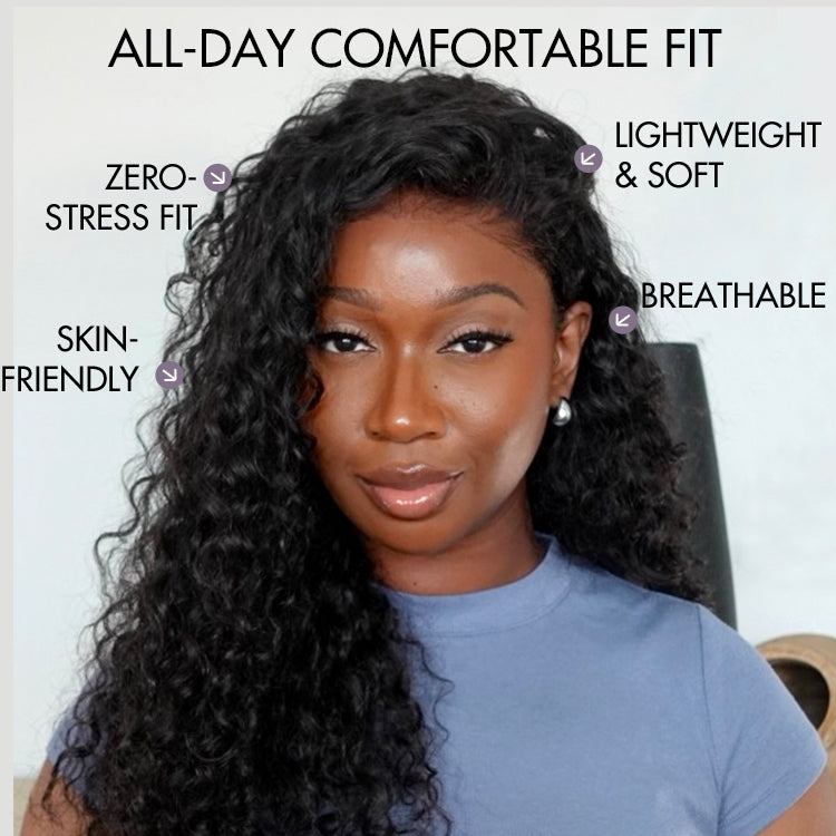 Luvme Hair AiryFit™ deep parting water wave human hair wig with HD lace, curly style, glueless 11x6 frontal for natural look