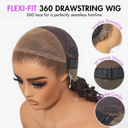 Luvme Hair PreMax Wigs Flexi-Fit Invisi Drawstring Cap with 360 HD Lace, loose body wave wig, restyle friendly, natural look