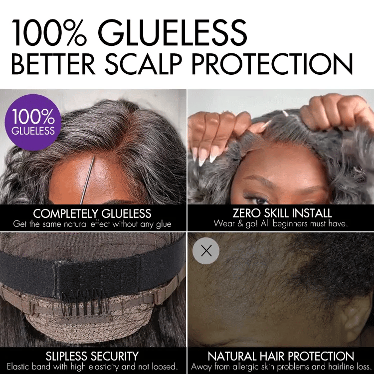Luvme Hair gray loose body wave lace wig with minimalistic short style, pre-cut lace, and glueless design for easy wear