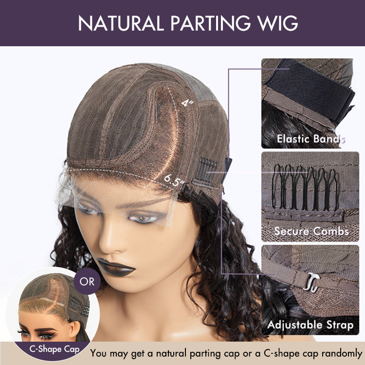 Luvme Put On & Go Blunt Cut Straight Bob Minimalist HD Lace C Part Wig, glueless and lightweight with natural hair appearance.