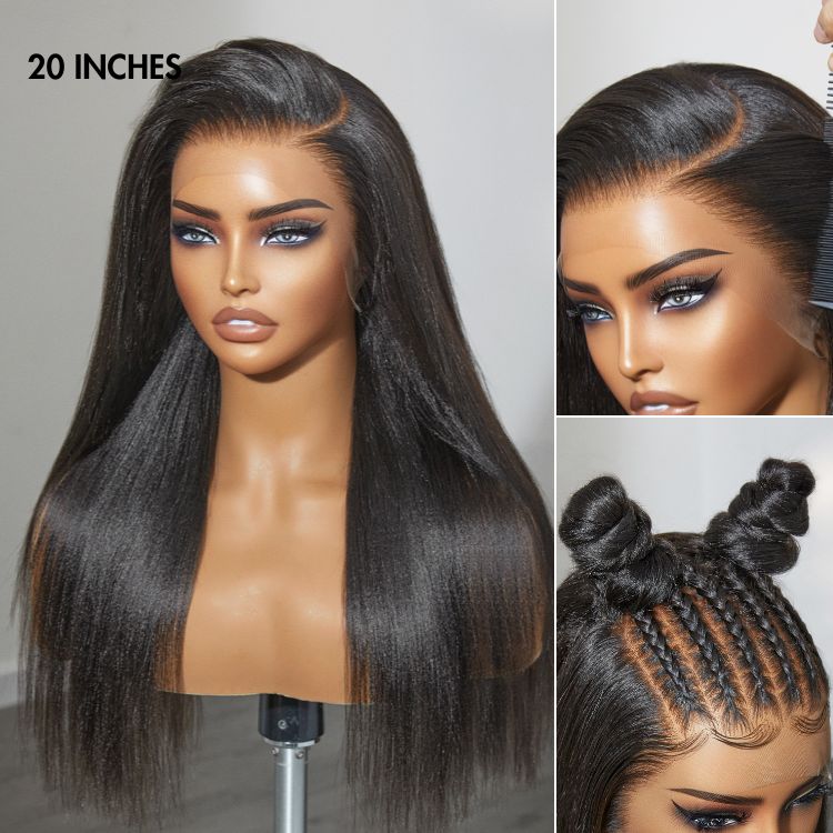 Luvme Hair PreMax Wigs Nature Max Yaki Straight 13x6 Frontal HD Lace Glueless Wig with 100% human hair displayed on a mannequin