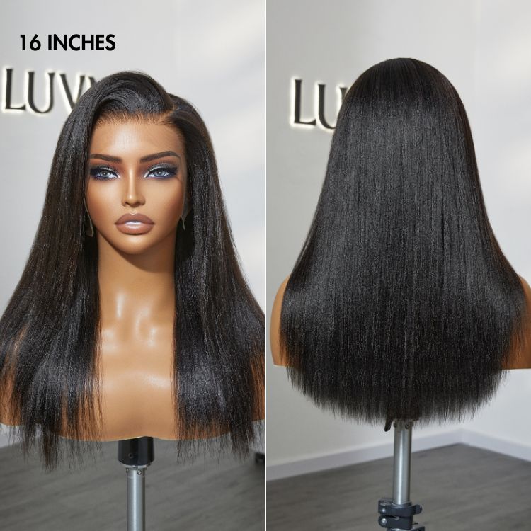 Luvme Hair PreMax Wigs Nature Max Yaki Straight 13x6 HD Lace Frontal glueless human hair wig on a mannequin head