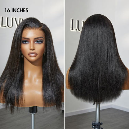 Luvme Hair PreMax Wigs Nature Max Yaki Straight 13x6 HD Lace Frontal glueless human hair wig on a mannequin head