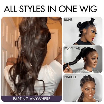 Luxury HD full lace human hair wig by Luvme Hair featuring loose body wave style and flexible drawstring cap.