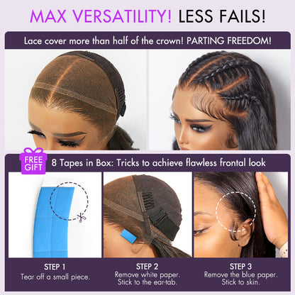 Luvme Hair PreMax blonde highlight silky straight 13x5 frontal wig with ear-to-ear lace, long, glueless, HD lace, pre-cut for easy wear