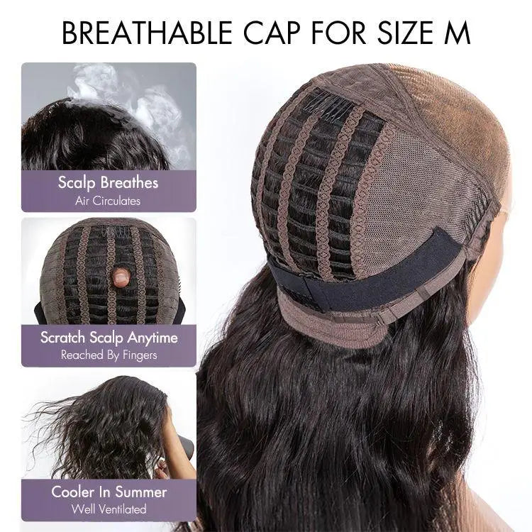 Luvme Hair PreMax Blonde Mix black 5x5 lace closure wig with loose waves, glueless fit, large and small cap options.
