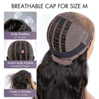 Luvme Hair PreMax Blonde Mix black 5x5 lace closure wig with loose waves, glueless fit, large and small cap options.