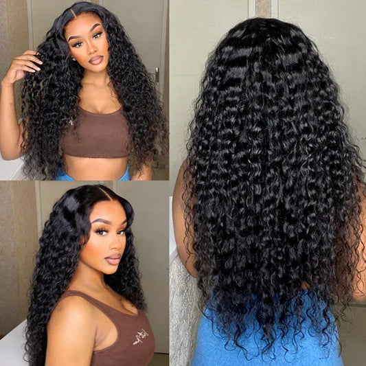 Luvme 13x4 frontal lace human hair wig with water wave HD 180% density, pre-cut lace, glueless, free part style.