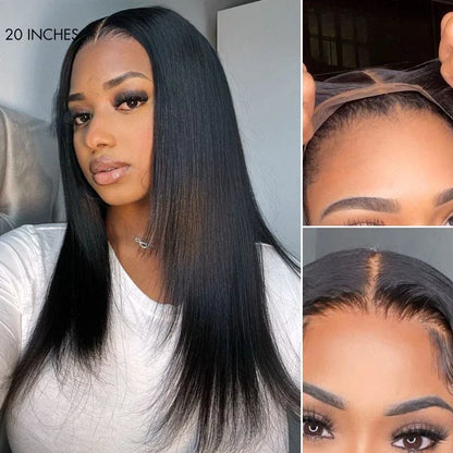 Black 5x5 closure lace wig by Luvme with layered cut, glueless design, pre-plucked hairline, and 180% density.