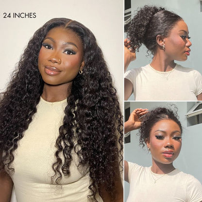 Luvme Hair PreMax Wigs water wave 360 lace wig with long curly style, adjustable Flexi-Fit cap, and pre-cut lace for a natural look