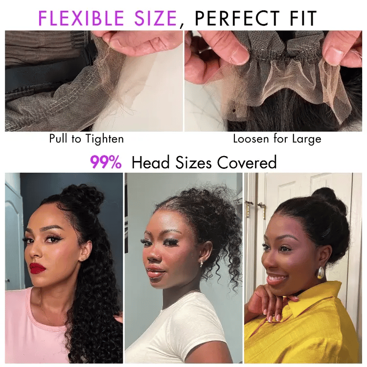 Luvme Hair PreMax Water Wave Flexi-Fit 360 lace wig with long curly hair and invisible drawstring cap, pre-cut lace for natural look.