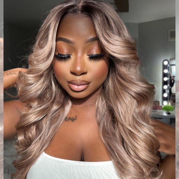 Ash blonde loose body wave 5x5 lace closure wig with breathable cap by Luvme Hair, showcasing the natural wave and cap construction.