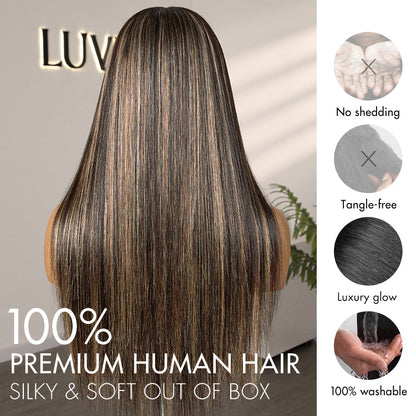 Luvme Hair PreMax Wigs blonde highlight silky straight 13x4 frontal lace long wig with glueless, pre-cut lace for seamless wear