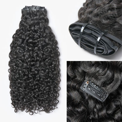 Luvme Hair Burmese curly seamless clip-in hair extensions in 135g set with 9 or 7 pieces, real human hair, natural curly texture