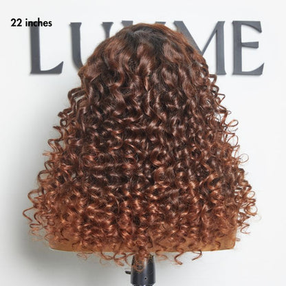 Luvme Hair ombre copper brown water wave 7x6 closure lace wig with HD lace, natural parting, and secure glueless fit.
