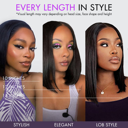 Luvme Hair AiryFit™ Scalp Care Minimalist Lace Wig with silky blunt cut bob, HD lace, snug fit, short pre-cut lace for a natural look.