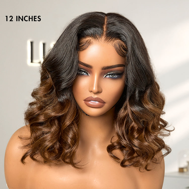 Luvme Hair PreMax Wigs ombre brown loose body wave lace wig with 5x5 glueless closure and pre-cut lace, US shipping only