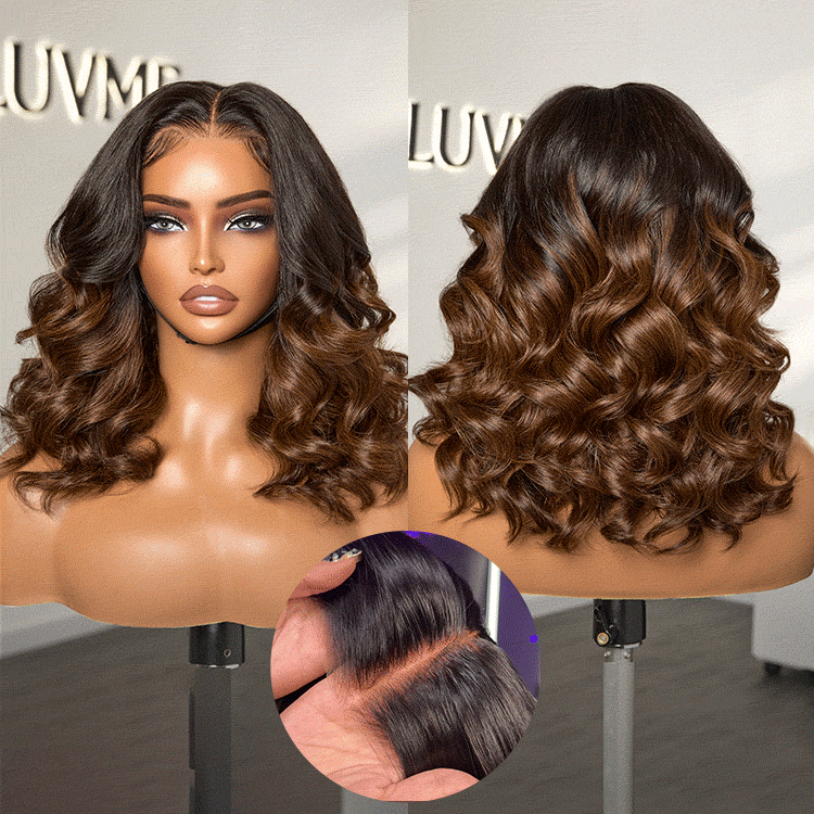 Luvme Hair PreMax Wigs ombre brown loose body wave lace wig with 5x5 glueless closure and pre-cut lace, US only