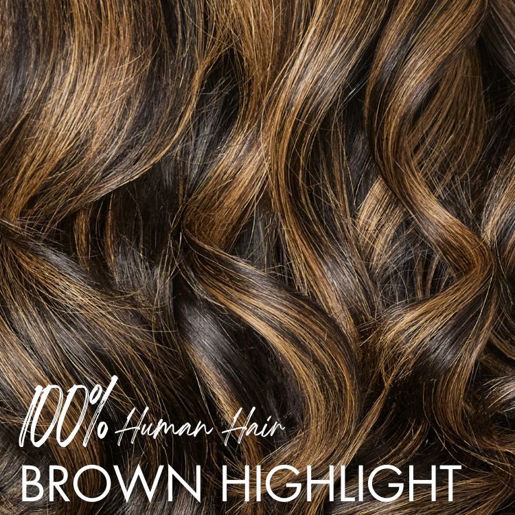 Luvme All-Day Comfort™ brown highlighted loose body wave HD lace wig with pre-cut lace and natural volume.