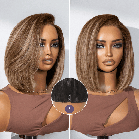 Luvme All-Day Comfort™ wig featuring a highlight blunt cut bob, glueless HD lace, and pre-cut lace for natural styling.