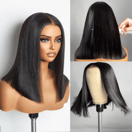 Luvme Hair PreMax Super Natural Hairline silky blunt cut bob lace wig with 5x5 closure, glueless design, and natural hair appearance.