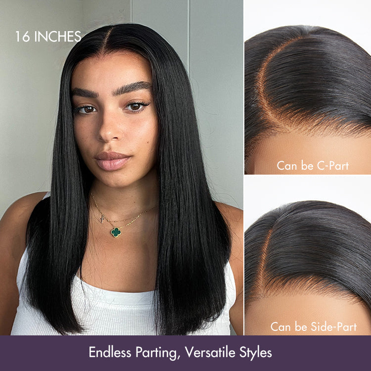 Luvme Hair PreMax Wigs silky blunt cut bob lace wig with natural hairline and 5x5 closure, glueless styling, and soft, straight hair.