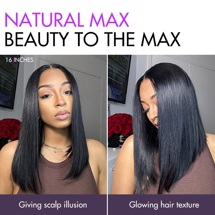 Luvme Hair PreMax Wigs Super Natural Hairline silky blunt cut bob lace wig with 5x5 closure, glueless, natural-looking hairstyle