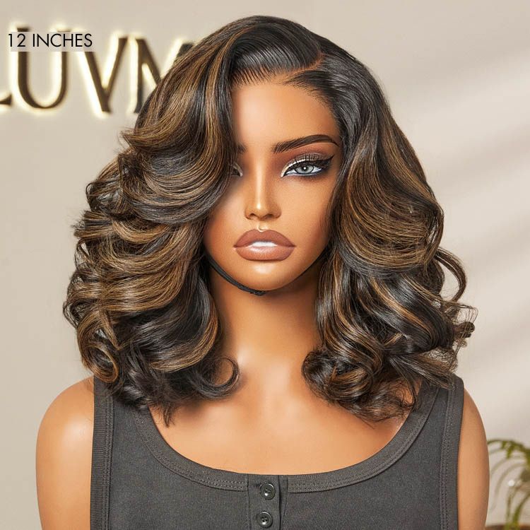 Luvme All-Day Comfort™ Brown Highlight Loose Body Wave HD Lace Wig with pre-cut lace, 200% density, and minimalist style