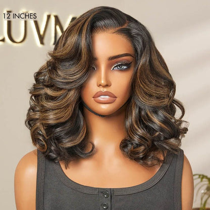 Luvme All-Day Comfort™ Brown Highlight Loose Body Wave HD Lace Wig with pre-cut lace, 200% density, and minimalist style