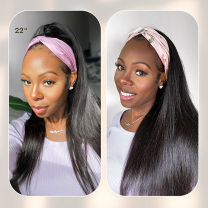 Luvme Hair Too Easy Texture™ kinky straight flexi-fit headband wig with 180% density and drawstring, glueless design, natural look