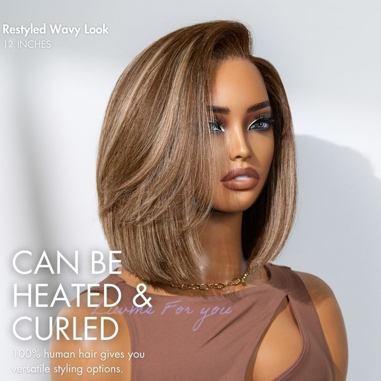 Luvme All-Day Comfort™ wig with highlighted blunt cut bob, glueless HD lace, and pre-cut lace for a natural look.